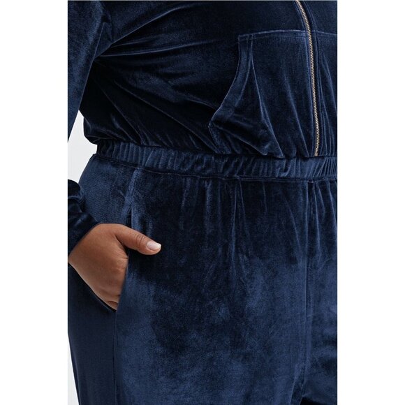 Fabletics Velour Zip Up Wide Leg Jumpsuit Deep Navy NEW Size XXL 14-16 - Picture 3 of 10